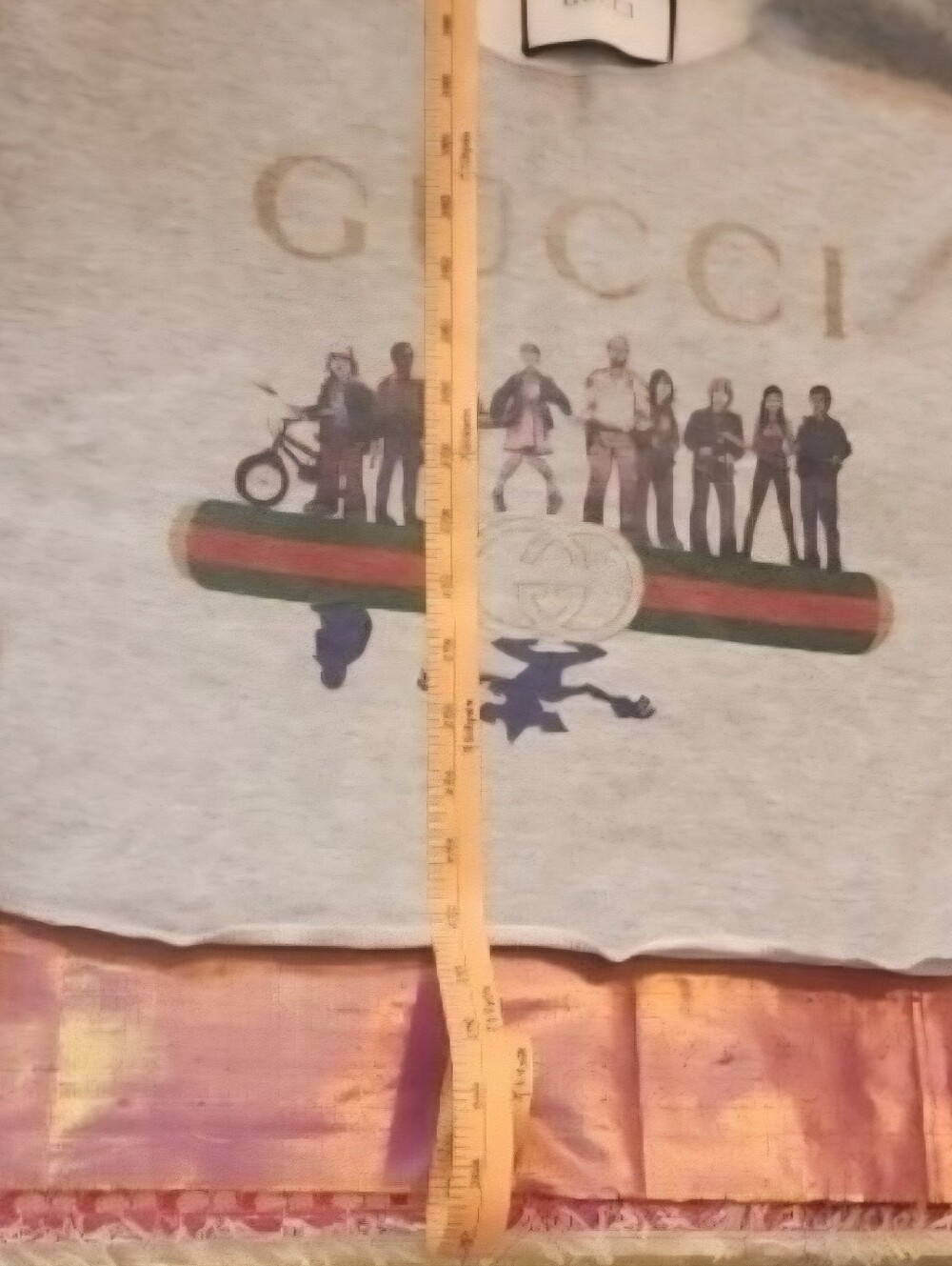 Gucci Womans Light Gray Logo Stripe Graphic Sweatshirt - Picture 7 of 12